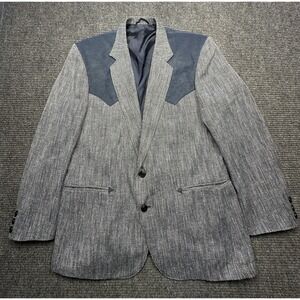 Vintage Circle S Blazer Mens 44R Gray Herringbone Western Sport Coat USA 80s